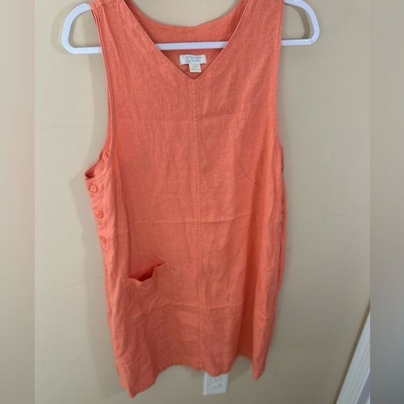 Christopher Banks salmon linen rayon sleeveless shift dress size Large - Picture 1 of 7